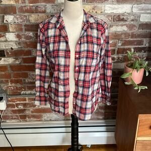 J Crew Red White and Blue Plaid Long Sleeve Button Down Shirt Size XS